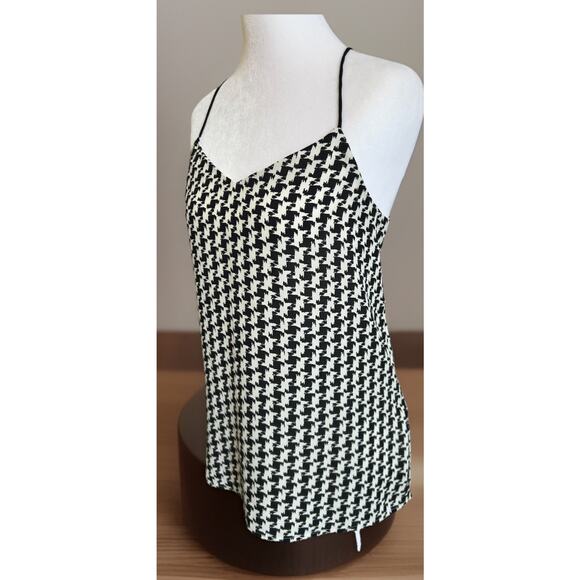Y2K Express Houndstooth Halter Tank Top S Spaghetti Cut Out Club Party Retro Fun - Picture 1 of 10